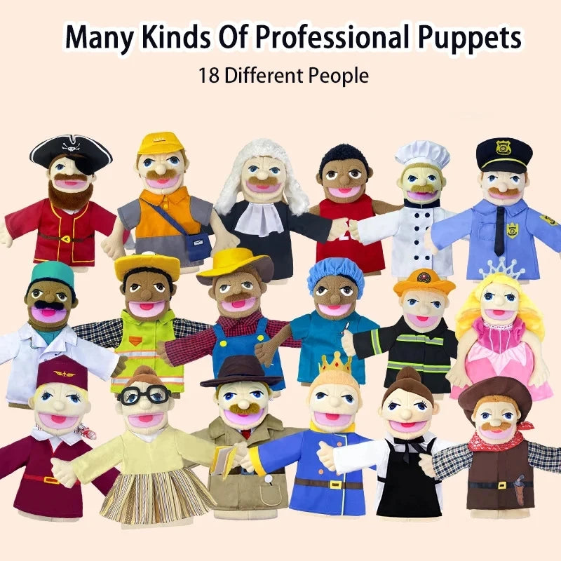 Profession Puppet Cartoon Professional Series Plush Toy Job Doctor Teacher Worker Famer Police Cosplay Kindgarten Role Play Gift