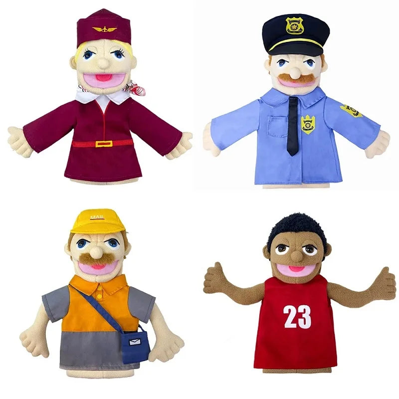 Profession Puppet Cartoon Professional Series Plush Toy Job Doctor Teacher Worker Famer Police Cosplay Kindgarten Role Play Gift