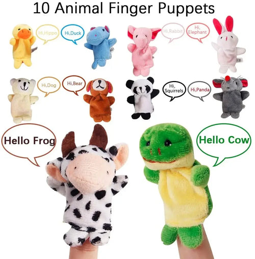 10 pcs Animals Finger Puppets Set Baby Plush Doll Hand Cartoon Family Hand Puppet Pigs Cloth Theater Educational Toys for Girls