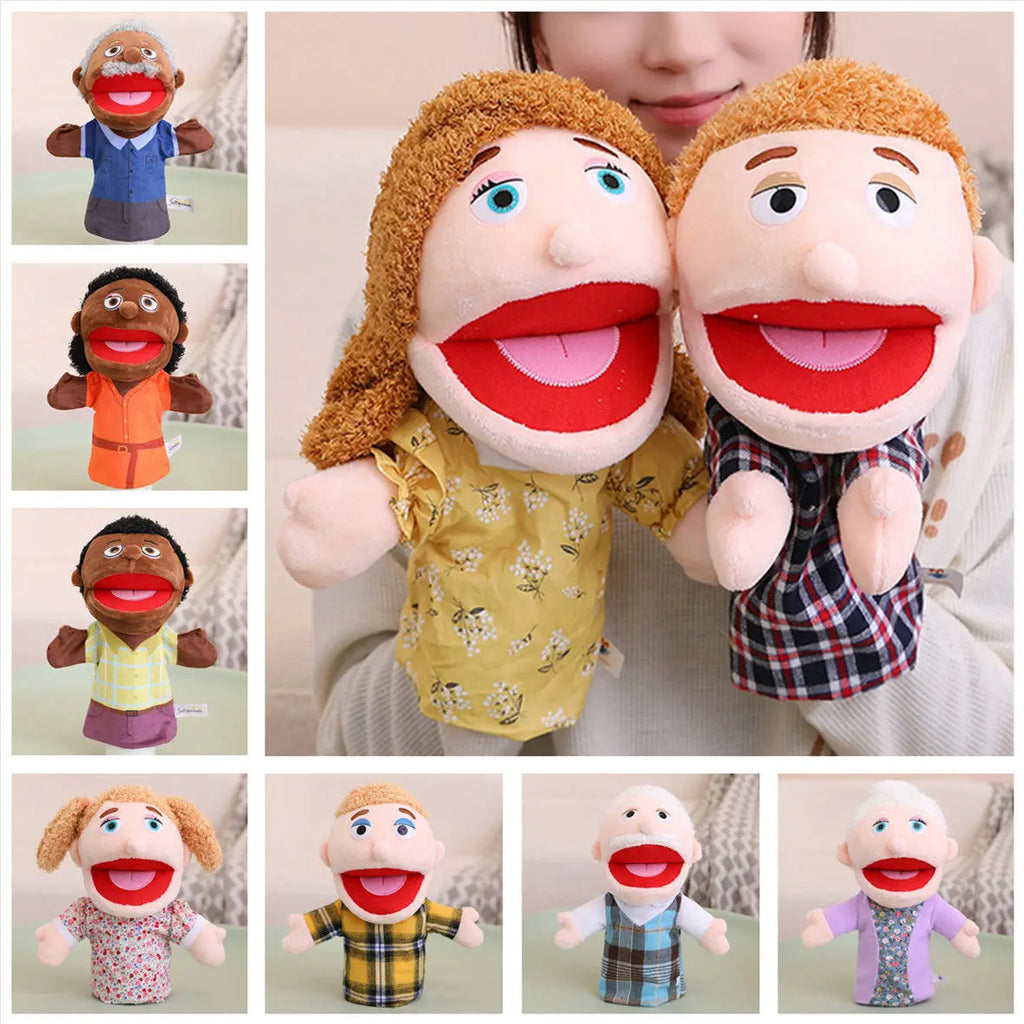 1/6pcs Family Puppet Hand Doll Half Body Stuffed Toy Glove Grandpa  Grandma Father Mother Member Kids Girl Talking Birthday Gift