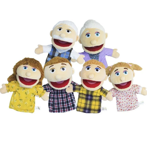 1/6pcs Family Puppet Hand Doll Half Body Stuffed Toy Glove Grandpa  Grandma Father Mother Member Kids Girl Talking Birthday Gift