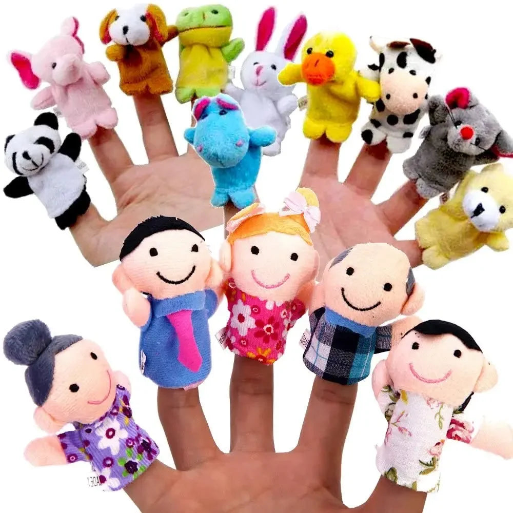 10 pcs Animals Finger Puppets Set Baby Plush Doll Hand Cartoon Family Hand Puppet Pigs Cloth Theater Educational Toys for Girls