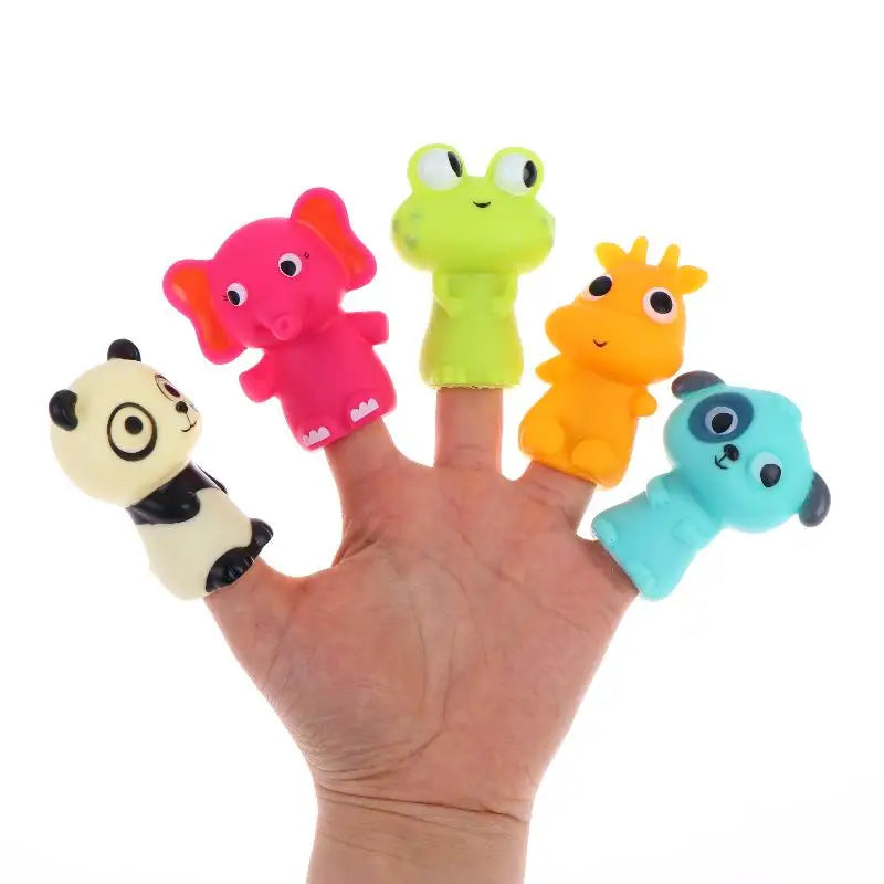 5Pcs Cartoon Finger Puppet Toy Set Kids Soft Animal Dolls Storytelling Educational Role Play Party Favors Gift Kit Toys